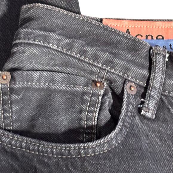 Acne Studios Blå Konst 1997 Overdyed Black Straight Leg Jeans 27x34 Minimalist - Picture 5 of 11